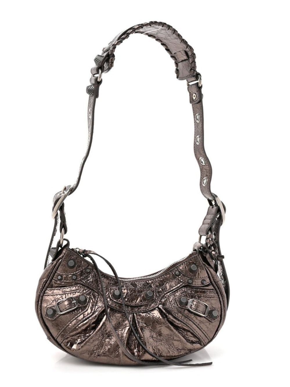 Metallic Agneau Arena Le Cagole Shoulder Bag XS - Dark Bronze
